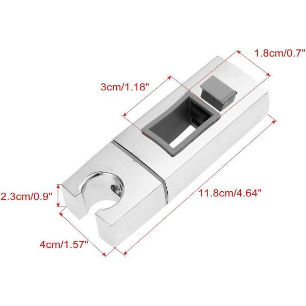 Liukuva suihkupään pidike kiskoon - 18 x 30 mm - suorakaiteen muotoinen, neliömäinen vaihdettava käsisuihkupidike, ABS-kromattu suihkupään pidike kylpyhuoneeseen