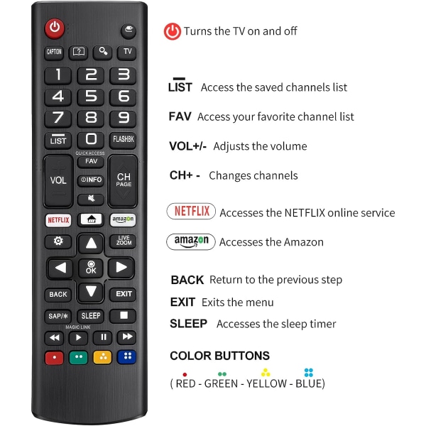 Universell fjärrkontroll för LG Smart TV, LCD, LED, 3D, HDTV, AKB75095308, AKB75095307, AKB73715601, kompatibel för alla LG-fjärrkontroller