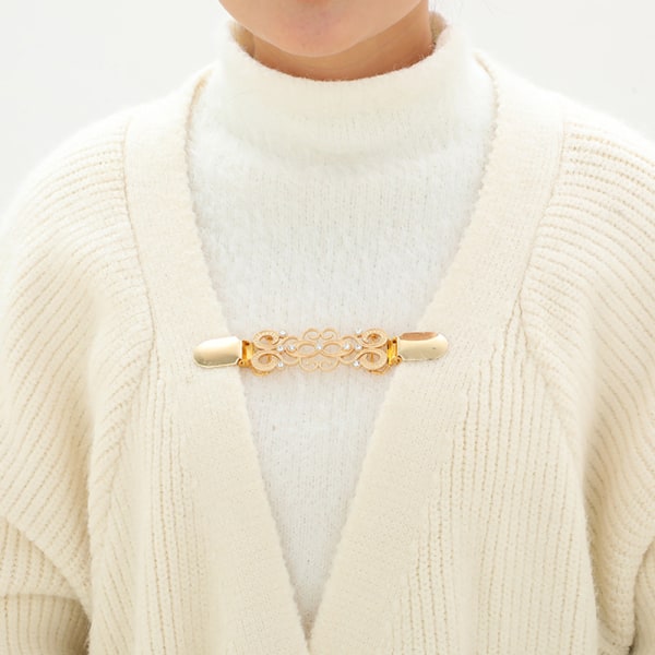 Tröja Cardigan Clip Anka-mun Clip Tröja Pin Brosch Krage gold