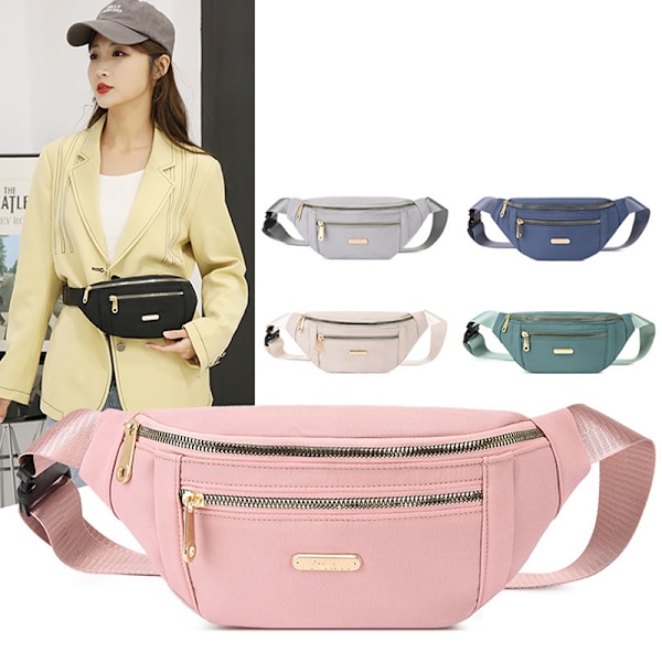 Sport Midjeväska Dam Crossbody Plånbok Bälte Rese Telefonväska - Hög Kvalitet Beige