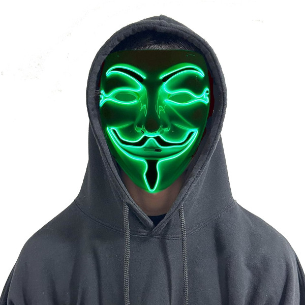 Stylex LED Halloween Mask Skrämmande Light Up Mask Cosplay Fancy Dress Kostym Carnival Green V