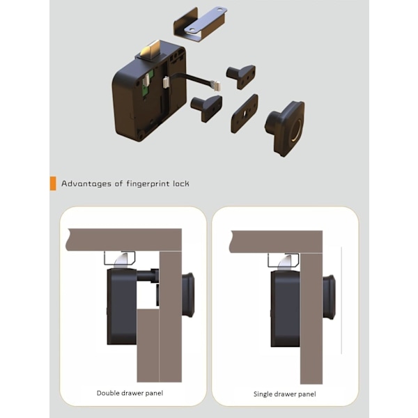 Smart skabslås, elektronisk biometrisk fingeraftrykslås, skuffe, dør, skjult udskiftningslås til hjem og kontor