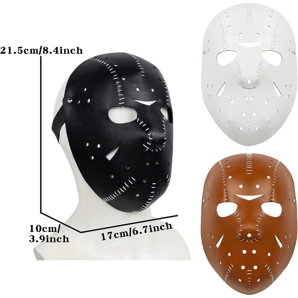 SINSEN Jason Voorhees Maske Læder Hockey Kostume Tilbehør Skræmmende Horror Cosplay Maske til Halloween Fest White Jason