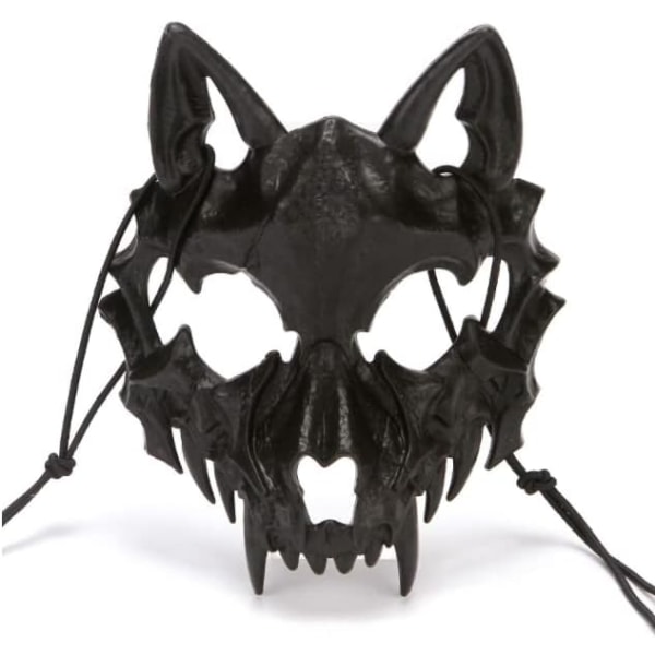 Halloween-skallemask kostym skelettmask skrämmande varulvsmask cosplay-dräkt halv ansikte tänder skalle fest cosplay-mask