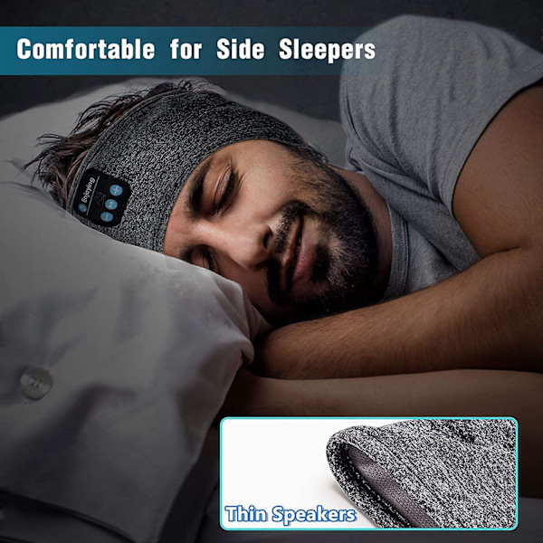 Sovhörlurar, Bluetooth Sportpannband Hörlurar med Tunna HD Stereo Högtalare Perfekt för Sömn, Träning, Jogging, Yoga, Sömnlöshet, Flygresor, M