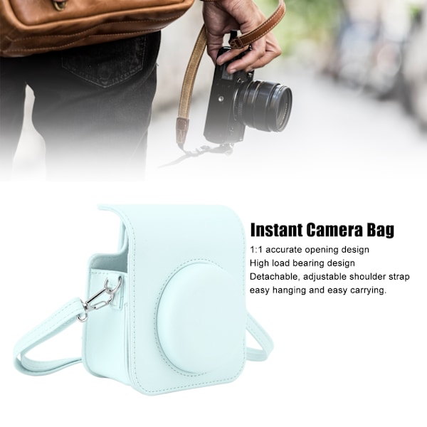 Mini Instant Kamera Beskyttende Taske PU Kamera Etui Med Justerbar Skulderrem Til Fujifilm Instax Mini 12 Kamera Mint Grøn