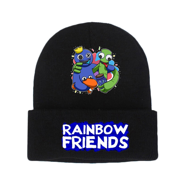 Rainbow friend stickad mössa kall vinter varm mössa Black