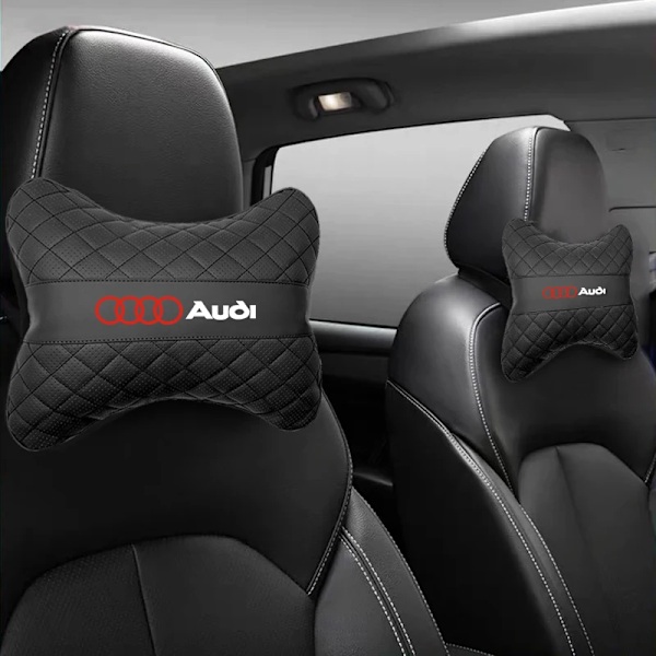 1 st PU Läder Bil Nackstöd Kudde för Audi Sline Quattro A1 A2 A4 A5 A6 A7 A8 Q1 Q2 Q3 Q4 Q5 Q6 Q7 Q8 Tt S3 S5 B8 J-Svart-Nackstöd