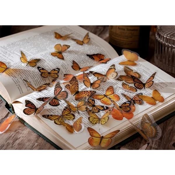 200 kpl/5 pakka Scrapbooking Butterfly Aesthetic Journaling koristeelliset tarvikkeet Amber