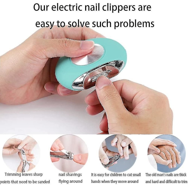 Elektrisk nagelklippare för tjocka naglar Säker automatisk elektrisk nagelklippare för vårdgivare, äldre, vuxna och barn (Blå)