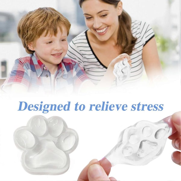 Stor Kattepote Taba Squishy Legetøj, Gennemsigtig Kattepote Klemmelegetøj, Fidget Legetøj til Stresslindring, Klemmelegetøj Familie Squishy White