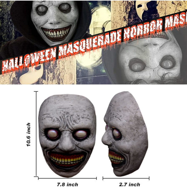 Saku Halloween Läskig Mask, Leende Demon Läskig Spökmask, Läskig Ond Cosplay Rekvisita, Halloween Kostymer, Grå