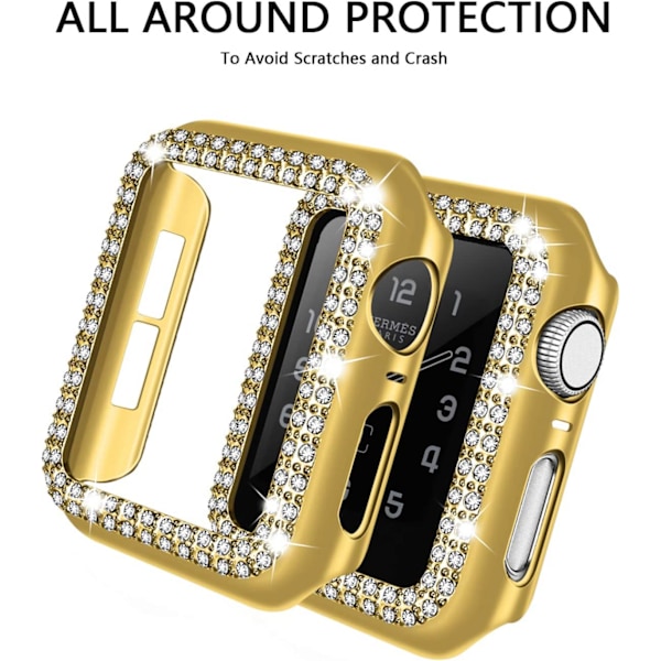 Bling Rhinestone Apple Watch-skal för Apple Watch Series 6/5/4 SE 44mm, Skyddsram för Apple Watch Skärmskydd för iWatch Series 44mm, Guld