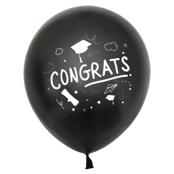50 x 12" latexballonger Graduation Bash ballonger Black