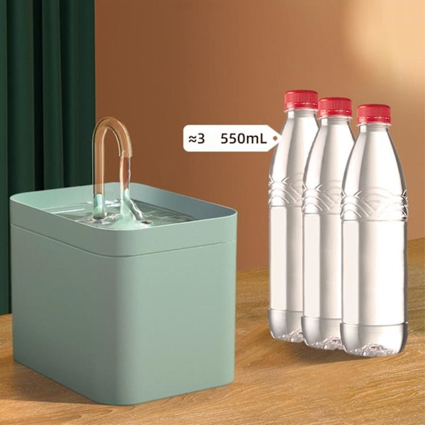 1,5L Automatisk Vattenfontän för Katt och Hund, Vattendispenser, Drickskål för Husdjur, Ny Light green
