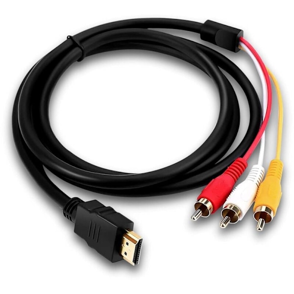 HDMI till RCA, HDMI till 3RCA Dekoder HD Konverteringskabel, Röd Gul Vit Ljud Video Kabeladapter för TV HDTV DVD - 1.5m