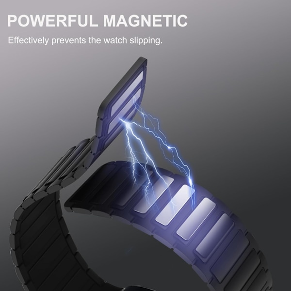 Magnetiske urremme kompatible med Apple Watch-remme, blød silikone udskiftningsrem designet til iWatch, sort Black 42/44/45/49mm
