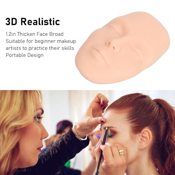 Sminkövningskit Ansikte 3D Realistiskt Helt Ansikte Övning Bred 8st Sminkborstar Återanvändbar Mannekäng Kosmetisk Övningsverktyg Ljus Hudfärg