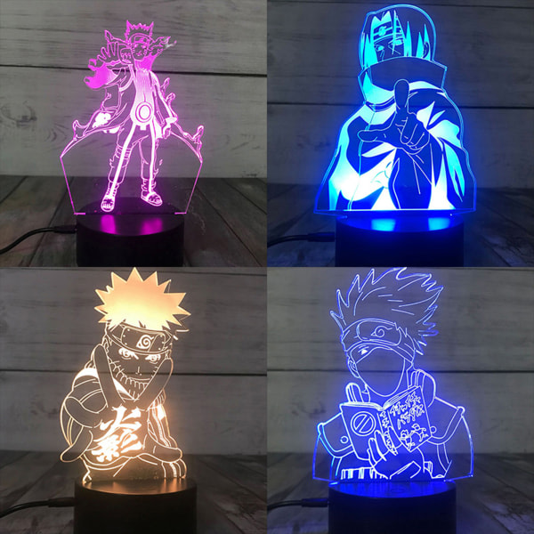 3D-nattlampor Naruto Team Uzumaki Naruto LED-nattlampa