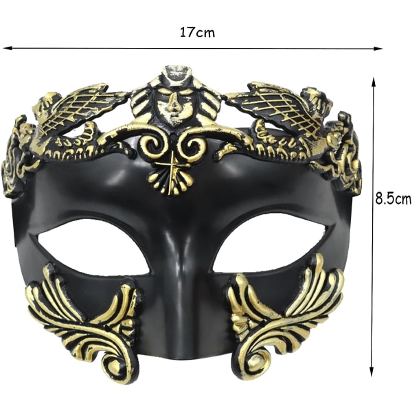 MFUOE Masquerade Mask for Men Roman Greek Mythological Ventian Mask for Halloween Christmas Mardi Mask Black & Gold