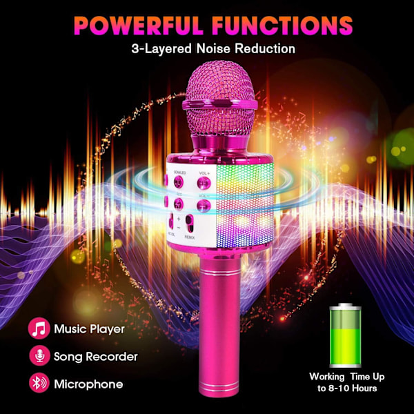 Karaoke Bluetooth Trådlös Mikrofon, Barn & Vuxen Mikrofon, 5 Röstväxlare