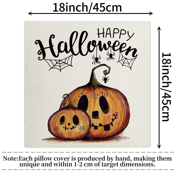 Happy Halloween Örngott 18x18 SLHOliday Spooky Bat Spellcaster Trick or Treat Bondgårdsdekoration (2#)