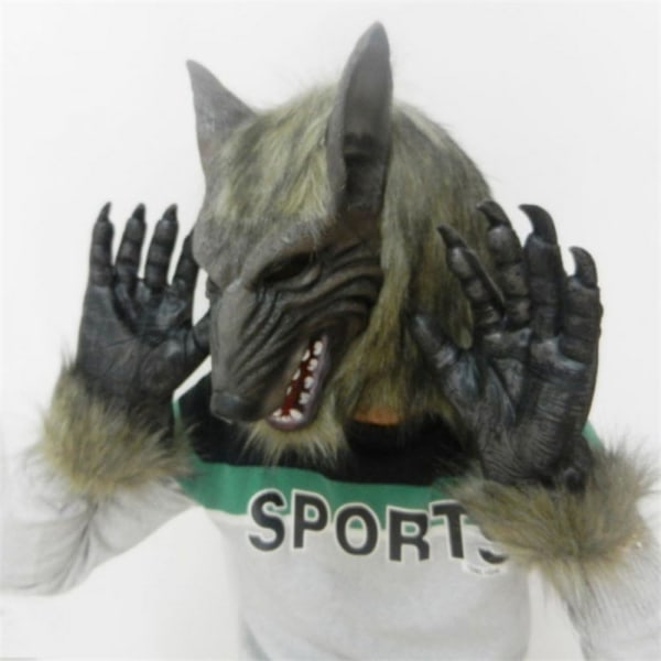 SUNREEK Werewolf Costume Wolf Claws Handskar och huvudmask för Halloween, Cosplay Costume Party