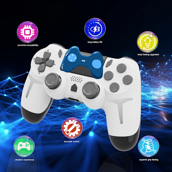 PS4 trådlös spelkontroll 6 axlar vibration Bluetooth Dual Vibration No Lag Gamepad Svart