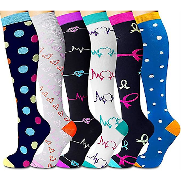Kompressionsstrumpor för Kvinnor & Män Cirkulation 6 Par Set6 set6 L XL