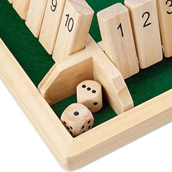 Puinen lautapeli, 4 pelaajan Shut The Box -noppapeli, puinen matematiikkapeli, perinteinen pubilautapeli, noppapeli, matka 4 pelaajalle, loistava perhepeli rode