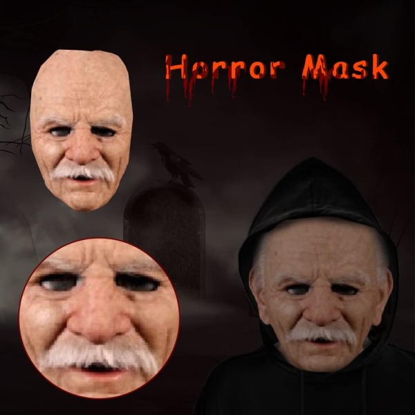 Halloween Latex Mask, Gammal Man Dekor Realistiska Masker B