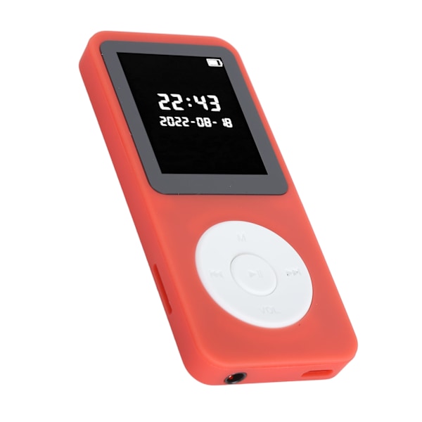 MP3-soitin Bluetooth 5.0 1,77 tuuman LCD-näytöllä, sisäänrakennettu HD-kaiutin, kannettava HiFi-musiikkisoitin FM-radiolla, tallentimella, herätyskellolla, punainen, 32 Gt:n muistikortilla