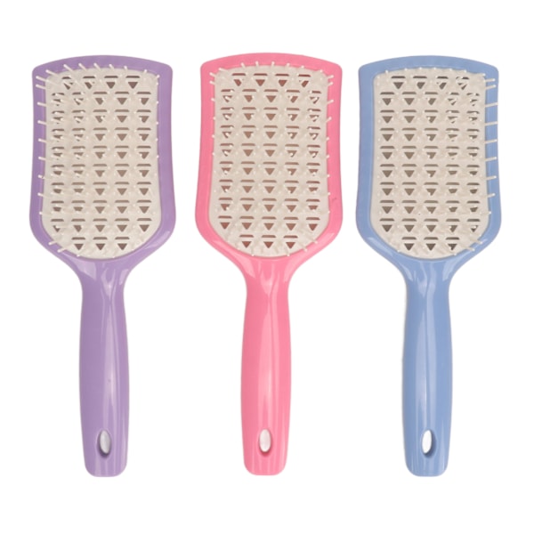 3Pcs Curved Vent Brush Ergonomic Handle Scalp Massage Improve Blood Circulation Vent Brush for Detangling Styling