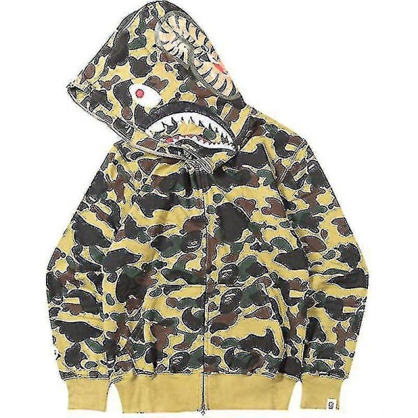 Miesten Huppari Camo Loose Zipper Takki Pusero Miehille Poika Wanke Yellow 3XL