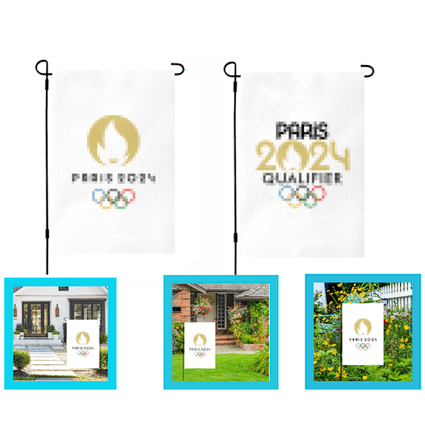 2pcs 2024 Olympic Games Five-Ring Garden Flag 30x45 cm Yard Decoration