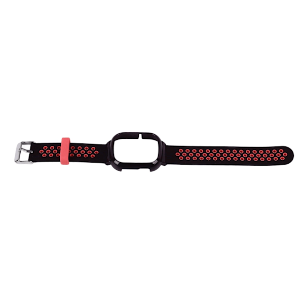 Udskiftningsurrem med etui til Honor Watch 4 - Silikone PC Multi Huller Justerbar Beskyttende Armbånd Cover Sort Rød