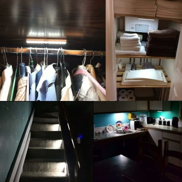3 kappaleen setti, 10 LED-valoa, langattomat, USB-ladattavat, kannettavat, valkoiset