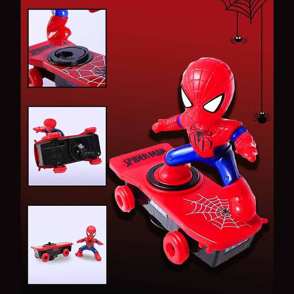 Elektrisk Spiderman Scooter Skateboard Barnleksak Med Lätt Musik 360 Tumbler S35