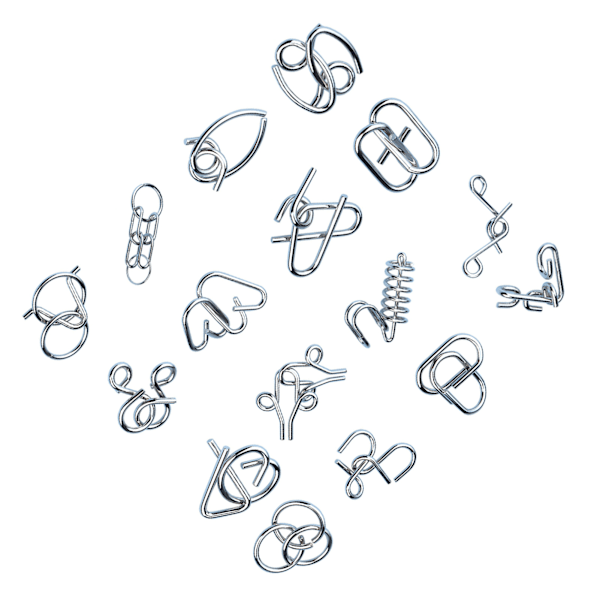 16 kpl metalliset aivopähkinäpalapelit, erilaiset muodot parantavat loogista ajattelua, lukituspalapelit
