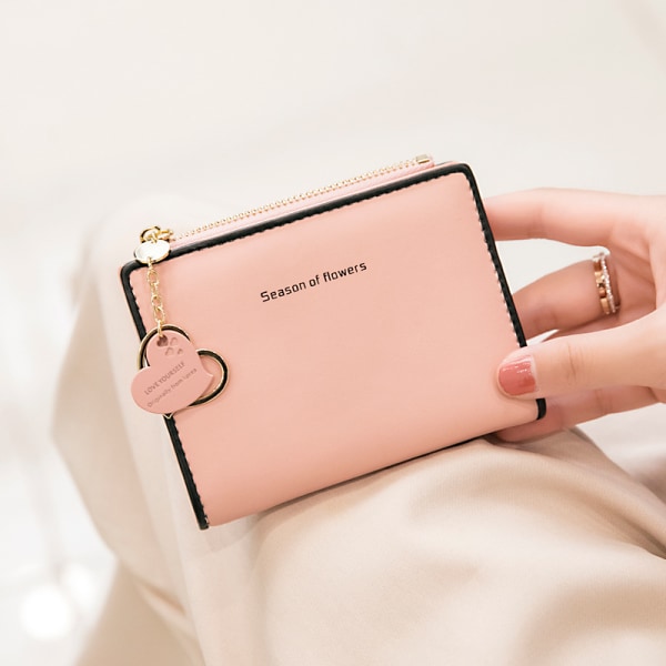 Kvinnors plånbok blixtlås ficka kontantkort hållare mynt plånbok Pink