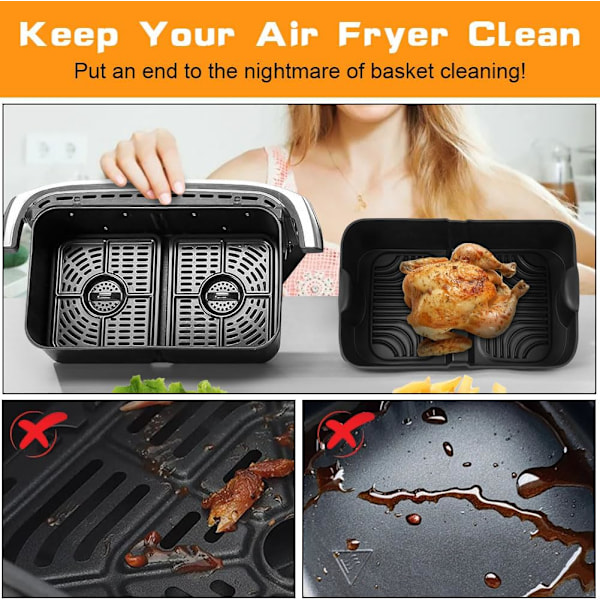 Silikoneforme til Airfryer, Ninja Flex Drawer Airfryer, Genanvendelig til 10,4L Black 1