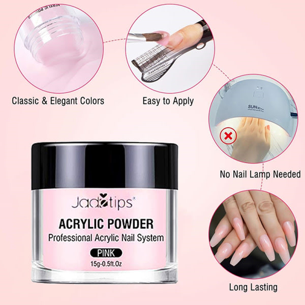 Ayl Nail Kit Aylpulver ja nestemäinen monomeerisiveltimet