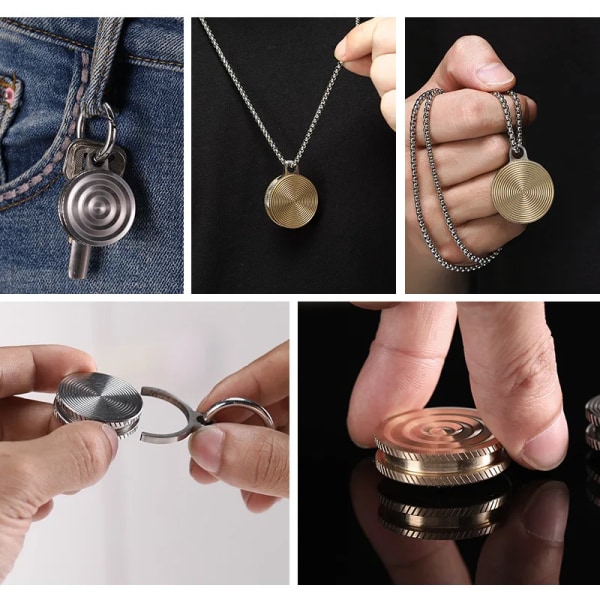 Riippuvainen Gyro Kaulakoru Avaimenperä Metalli Pyörivä Huippu Käsin Spinner Cool Fidget Lelut Antistress Teini-ikäisille Aikuisille Hot Sale