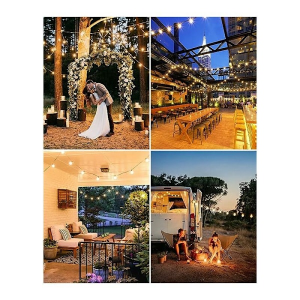 15 meter utomhus ljusslinga med G40 LED-lampor i taverna-stil