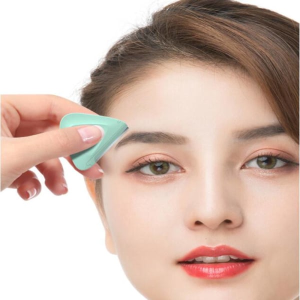 Set med 2 nydesignade verktyg för hårborttagning för ansiktet Mini triangel ögonbrynshyvel i rostfritt stål Ögonbrynstrimmer White - green