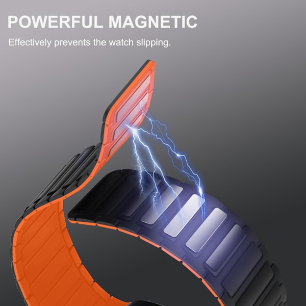 Magnetiske urremme kompatible med Apple Watch-remme, blød silikone udskiftningsrem designet til iWatch, sort orange Black Orange 38/40/41mm