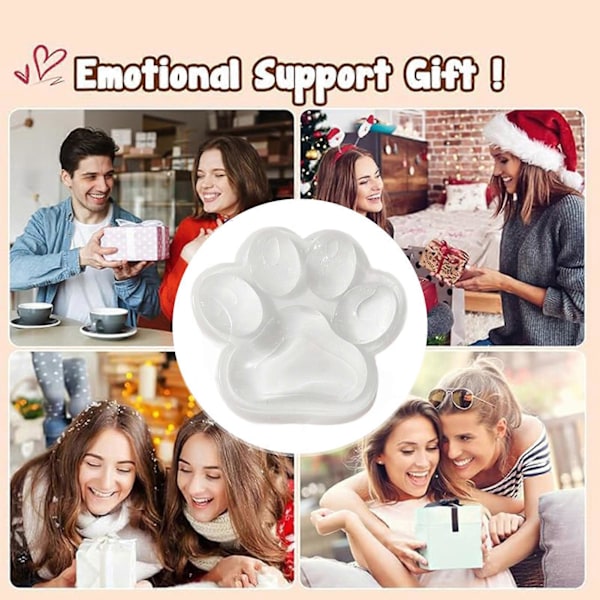 Stor Kattepote Taba Squishy Legetøj, Gennemsigtig Kattepote Klemmelegetøj, Fidget Legetøj til Stresslindring, Klemmelegetøj Familie Squishy White