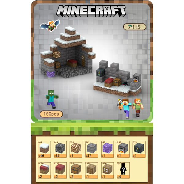 Minecraft rakennuspalikat, sisältää 150 kuusikulmaista magneettilelua ja 4 hahmoa Cloudside Cottage