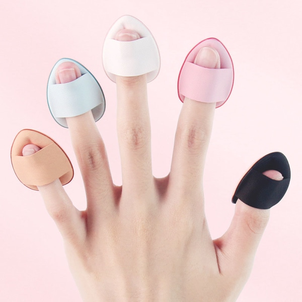 6-pak Finger Powder Puff med fingerholderem, Mini Fingertop Makeup Sponge Pad til flydende foundation