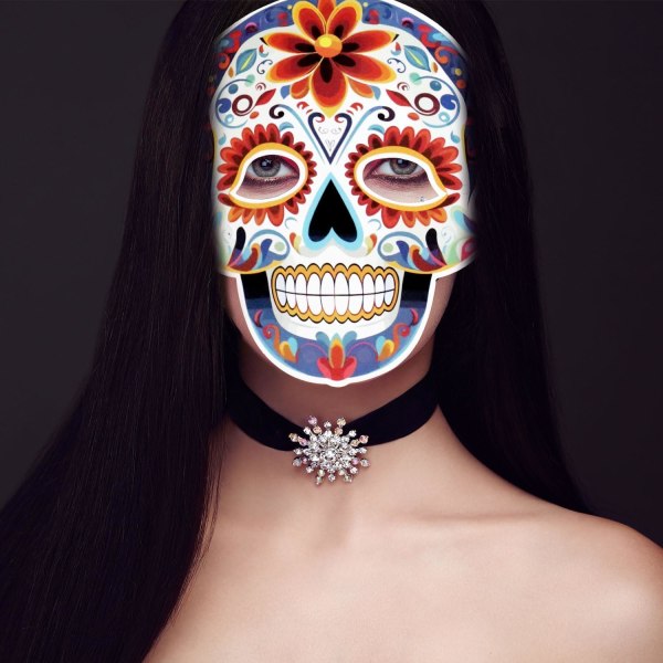 CHEERYMAGIC Day of The Dead Pappersmaske, 6 stk Halloween Papir Skull Maske Maskerade Festmaske Mexicansk Dekormaske